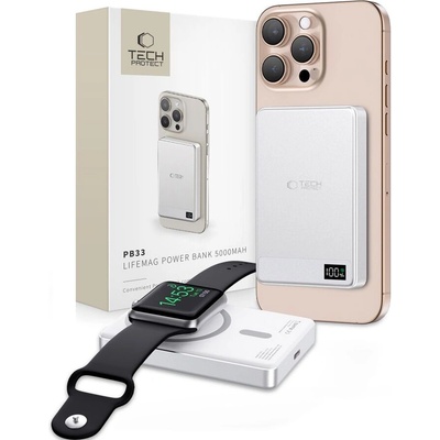Tech-Protect Външна батерия с MagSafe Tech-Protect PB33 LifeMag 5 000 mAh - Сребриста (5906302309597)