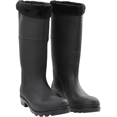 vidaXL Ботуши за дъжд с подвижни чорапи, черни, размер 46, PVC (137604)