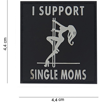 Gumová nášivka 101 Inc nápis I Support Single Moms - čierna