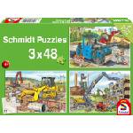 Schmidt Spiele Детски пъзел Schmidt от 3 x 48 части - На строителната площадка (56520) - baby