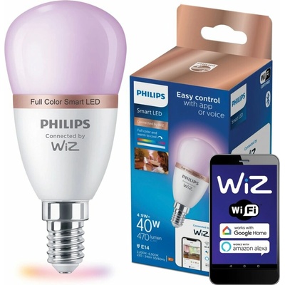 Philips SMART P45 E14 4.9W biela / múdra LED žiarovka / RGBW / 470 lm / 2200 6500 k / stmievateľná