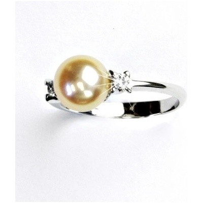 Čištín Zlatý prsten přírodní říční perla lososová bílé i žluté zlato T 1207