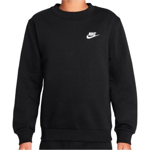 Nike Детски пуловер Nike Kid's NSW Club Fleece Crew L/S Longsleeve - Black / White (704-6161-0114)