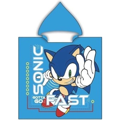 Arditex rýchloschnúce detské pončo osuška s kapucňou Ježko Sonic 55 x 110 cm