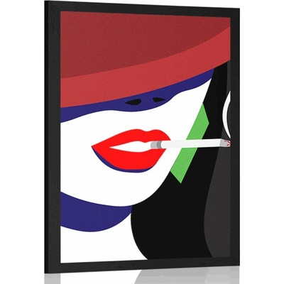 Plakát žena v klobouku v pop art stylu - 40x60 no frame