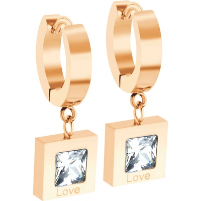 BRUNOshop.cz Visací náušnice ČTVEREC s kamínkem ROSE gold S4022