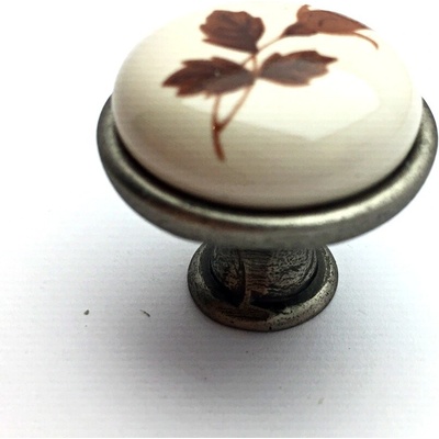 Interex TOSCA nikel patina/ porcelán s lístkom 30 mm