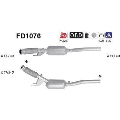 Filtr sazových částic, výfukový systém AS FD1076
