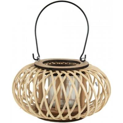 Přírodní dřevěná lucerna Bamboo – 23x12 cm