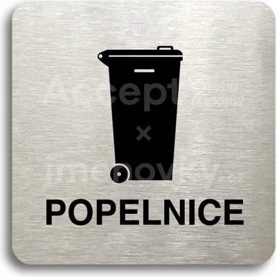 ACCEPT Piktogram popelnice IV - stříbrná tabulka - černý tisk bez rámečku
