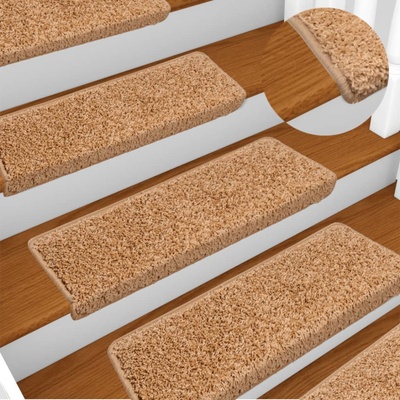 vidaXL Изтривалки за стълби 15 бр. 65x21x4 см, бежови, с правоъгълен кант