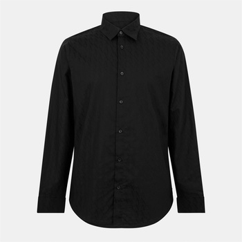 Giorgio Armani Риза Armani Exchange Men's Long Sleeve Plain Shirt - Black