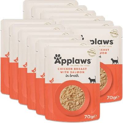 Applaws s kuřecími prsy a lososem v vývaru 12 x 70 g