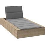 vidaXL Шезлонг с плаваща възглавница Beige Poly Rattan (4104205)