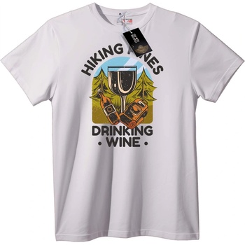 NOONEBRAND Тениска Планинско Ходене и Пиене на Вино - 6XL, White