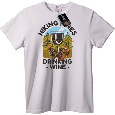 NOONEBRAND Тениска Планинско Ходене и Пиене на Вино - 6XL, White