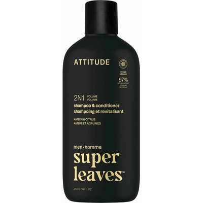 Attitude Super leaves Pánský šampon a kondicionér pro objem 2v1 Amber a Citrus 415 ml