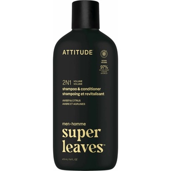 Attitude Super leaves Pánský šampon a kondicionér pro objem 2v1 Amber a Citrus 415 ml