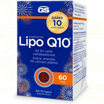 GS Koenzym Lipo Q10 60 mg cps.60 + 10 kapslí navíc dárkové balení 2025