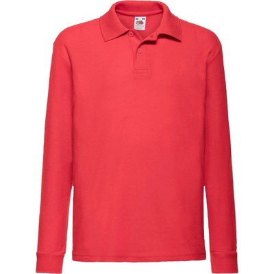 Fruit of the Loom Long Sleeve Polo Shirt červená