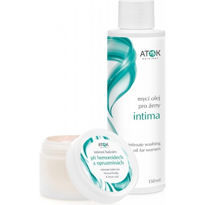 Original ATOK Intimní set Hemoroidy Mycí olej pro ženy Intima 150 ml + Intimní balzám při hemoroidech a opruzeninách 50 ml