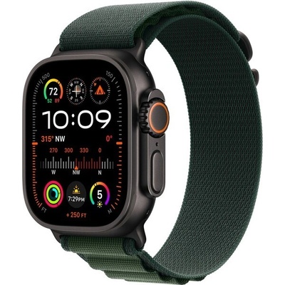 Apple Watch 49mm tmavě zelený Alpský tah - M - provedení z černého titanu (MYPR3ZM/A) – Zboží Živě
