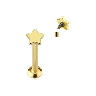 Šperky4U piercing do brady labreta zlacená LB1036GD-1206