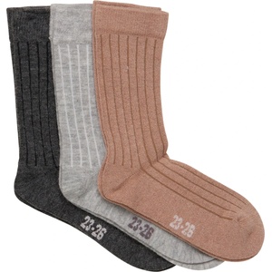 Minymo Детски спортни чорапи Minymo Kid's Wool Socks Rib 3-Pack Sports socks - Grey Melange - размер 19-22 (EU) (207-0521-0512)