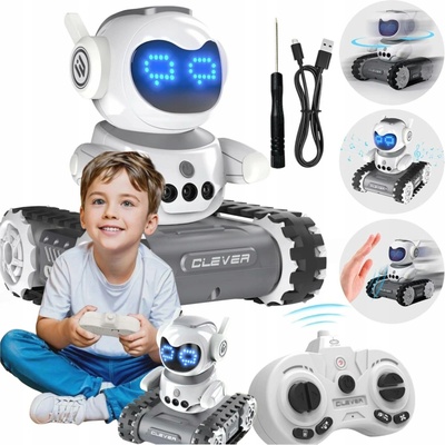 BOUNN Dálkově ovládaný robot jezdící, bílý, interaktivní, dosah 30 m
