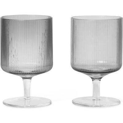 Ferm LIVING Poháre na víno Ripple dymové 2 x 270 ml