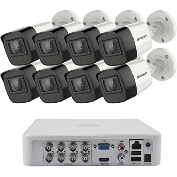 HIKVISION Професионален Комплект 8 Камери Hikvision 5MP Аудио 30m IR с 100м Кабел (ZK82230W)