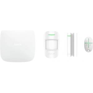 Ajax Systems 38168.56. WH1 Безжична алармена система StarterKit комплект (Хъб + PIR сензор за движение + Магнитен сензор + Дистанционно управление) бял (38168.56.WH1)