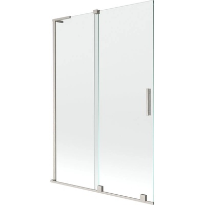 Mexen Velar L преграда за баня с две крила, плъзгаща се 120 x 150 cm, прозрачна, четкан никел - 896-120-003-01-97 (896-120-003-01-97)