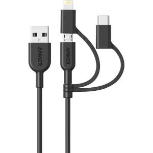 Anker Powerline II 3 in 1 USB-micro+USB-C+Lightning кабел (A8436011)