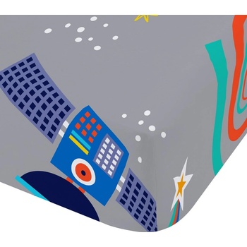 Catherine Lansfield Сив еластичен двоен детски чаршаф 135x190 cm Lost In Space - Catherine Lansfield (BD/57557/W/DFD/GY)