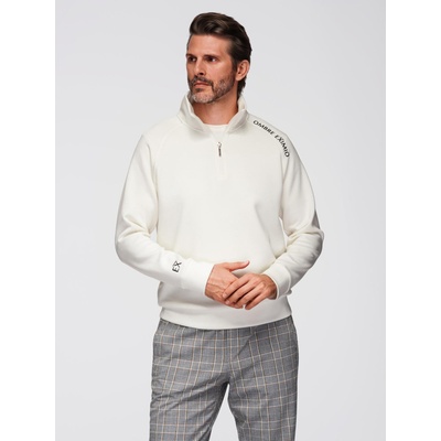 Ombre Clothing Мъжки суитшърт с висока яка и контрастен печат - екрю V2 OM-SSZP-0211 Ombre Clothing Ombre Clothing | Bezhov | МЪЖЕ | S