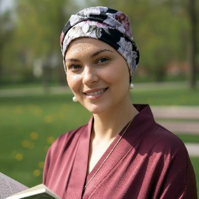 Ebbie bavlněný turban-lotus-bez kamínkového loga PIVOŇKY NA ČERNÉ