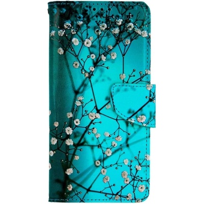 TopQ Kryt Xiaomi Redmi Note 9 knížkový Modrý s květy 50603