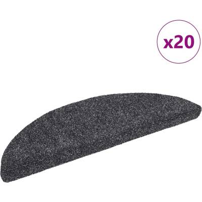 vidaXL Самозалепващи се постелки за стълби, 20 бр. , 56x17x3 см, тъмносиви, полукръгли (3365668)