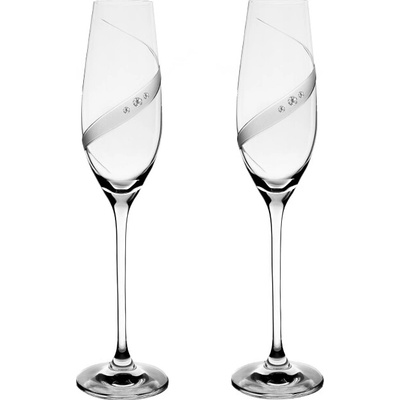 BOHEMIA CRYSTAL sekt flétny přátelská souprava Line Exclusive Swarovski 2 x 210 ml