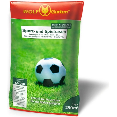 WOLF-Garten WOLF-Garten Sports & Play Lawn LG 250 (for 250 m2, quick to use & non-slip, durable lawn for sports fields & playgrounds, home garden, suitable for all types of soil, in a 5 kg bag) 3825030 - 3825.030