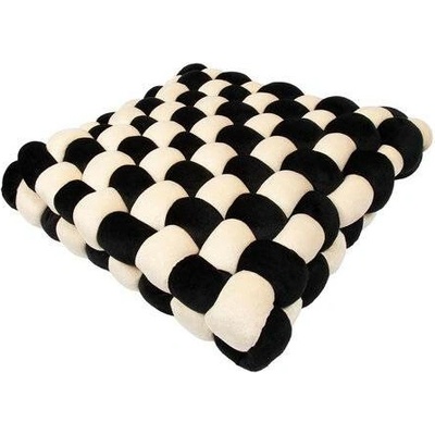 COOCKOO Velvet Vibe Mäkký pletený vankúš pre mačky 40x40x9,5cm čierny/biely