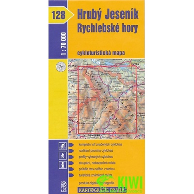 Kartografie KC 128 Hrubý Jeseník Rychlebské hory cyklomapa