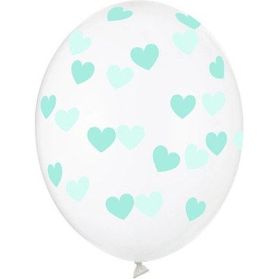 Party Deco Латексови Балони със Сърца, Прозрачни 30см