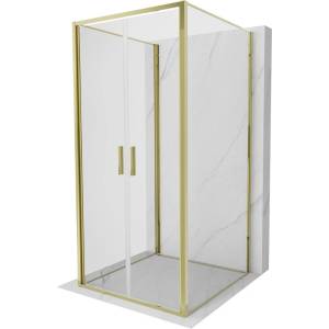 Mexen Exo-B Duo 3S душ кабина 3-стенна отваряема 110 x 110 см, прозрачна, златна (814-110-110-50-00-3S)