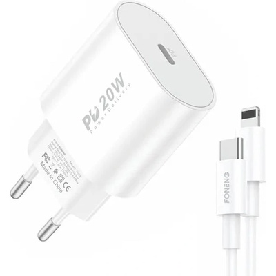 FONENG Адаптер Foneng EU39, 20W, с USB Type-C към Lightning кабел (EU39 Type-C to iPhon)
