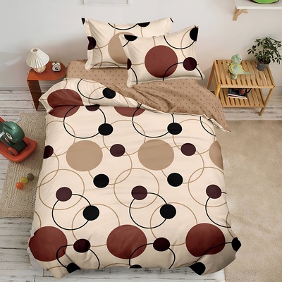 EmonaMall Двулицево спално бельо (размер за приста) EmonaMall, 4 части - Модел S18391 (S18391-66666m)