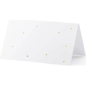 PartyDeco Табелка с име - бяла със златни точки 10 бр