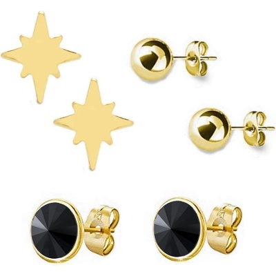 Swarovski E. set troch párov náušníc Nox čierna see3830