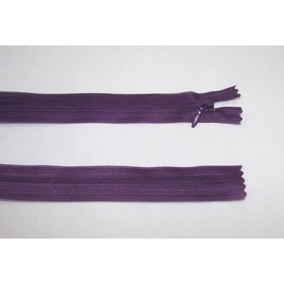 Zips krytý 3mm fialový nedeliteľný 45cm dederon